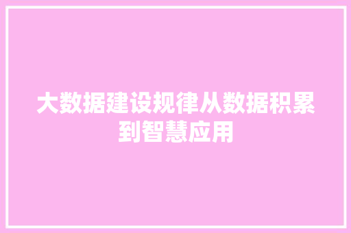 大数据建设规律从数据积累到智慧应用