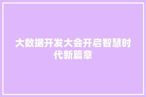 大数据开发大会开启智慧时代新篇章
