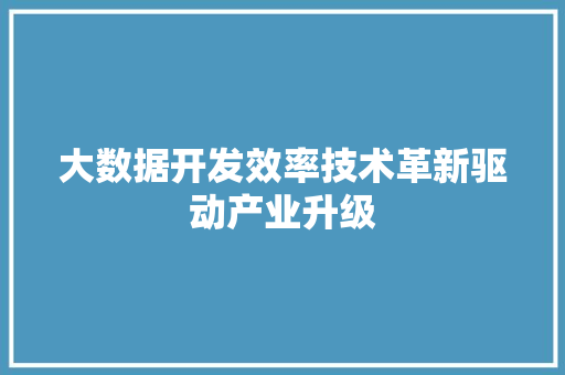 大数据开发效率技术革新驱动产业升级