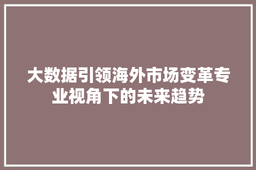 大数据引领海外市场变革专业视角下的未来趋势