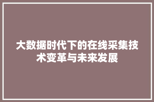 大数据时代下的在线采集技术变革与未来发展