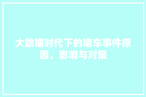 大数据时代下的堵车事件原因、影响与对策