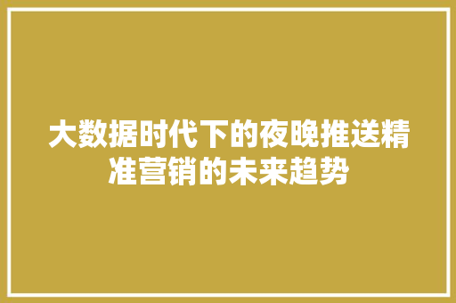 大数据时代下的夜晚推送精准营销的未来趋势 Web前端
