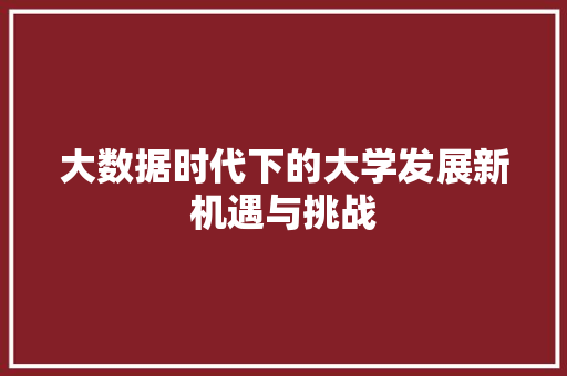 大数据时代下的大学发展新机遇与挑战