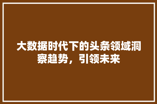 大数据时代下的头条领域洞察趋势，引领未来