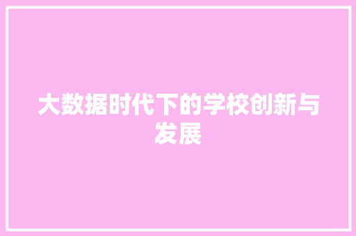 大数据时代下的学校创新与发展