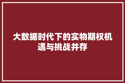 大数据时代下的实物期权机遇与挑战并存
