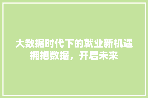 大数据时代下的就业新机遇拥抱数据，开启未来