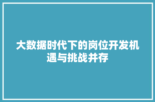 大数据时代下的岗位开发机遇与挑战并存