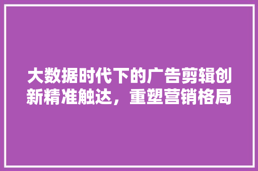 大数据时代下的广告剪辑创新精准触达，重塑营销格局