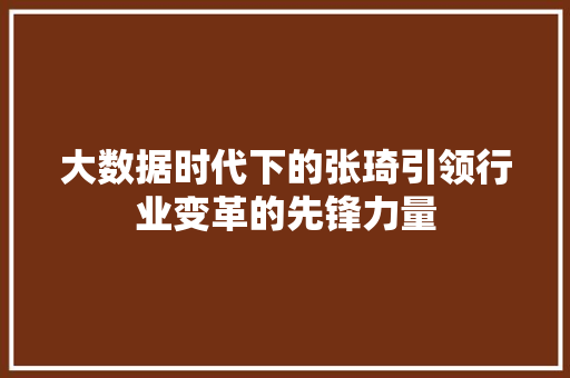 大数据时代下的张琦引领行业变革的先锋力量 WordPress教程