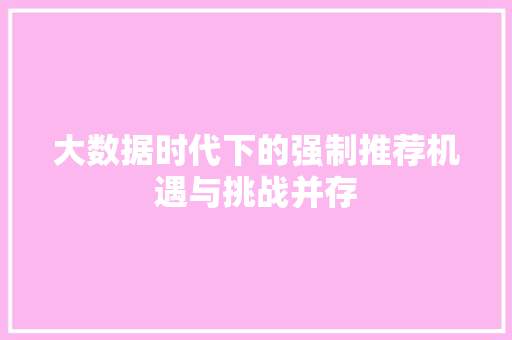 大数据时代下的强制推荐机遇与挑战并存