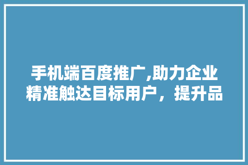 手机端百度推广,助力企业精准触达目标用户，提升品牌影响力 手机端百度推广,助力企业精准触达目标用户，提升品牌影响力 友链在线