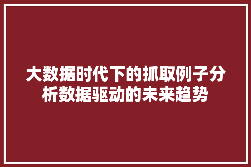 大数据时代下的抓取例子分析数据驱动的未来趋势