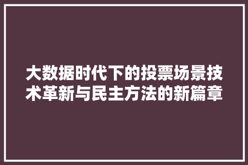 大数据时代下的投票场景技术革新与民主方法的新篇章