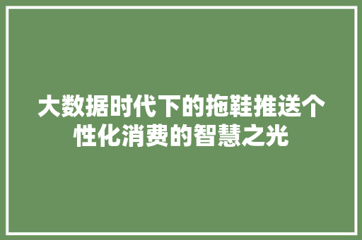 大数据时代下的拖鞋推送个性化消费的智慧之光 SEO教程