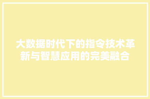 大数据时代下的指令技术革新与智慧应用的完美融合