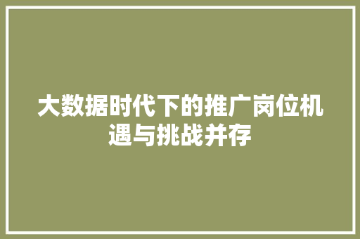 大数据时代下的推广岗位机遇与挑战并存