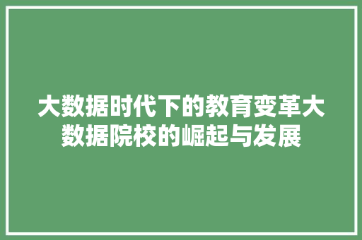 大数据时代下的教育变革大数据院校的崛起与发展