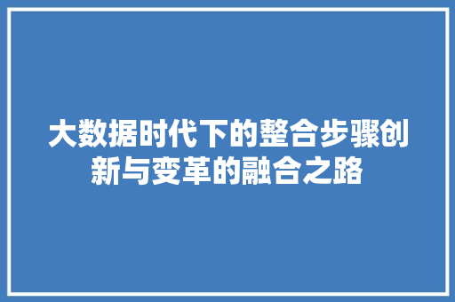 大数据时代下的整合步骤创新与变革的融合之路