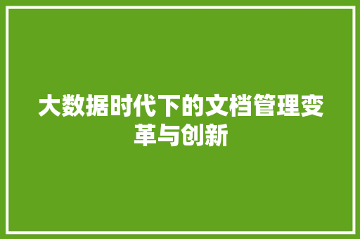 大数据时代下的文档管理变革与创新