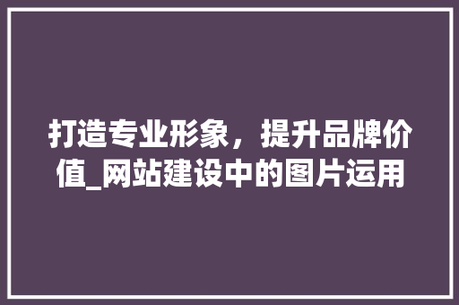 打造专业形象，提升品牌价值_网站建设中的图片运用步骤 打造专业形象，提升品牌价值_网站建设中的图片运用步骤 SEO教程