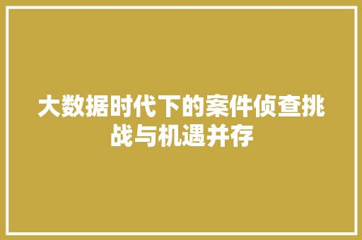 大数据时代下的案件侦查挑战与机遇并存