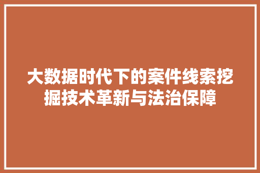 大数据时代下的案件线索挖掘技术革新与法治保障