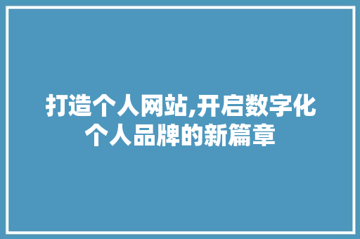 打造个人网站,开启数字化个人品牌的新篇章
