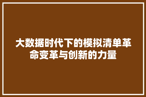 大数据时代下的模拟清单革命变革与创新的力量