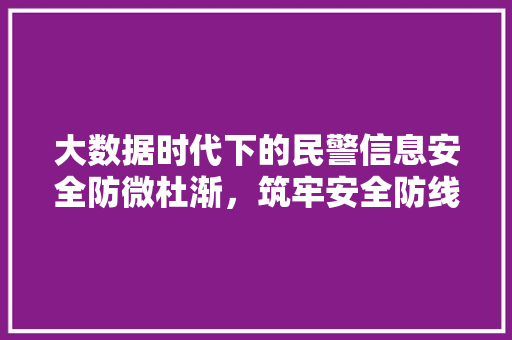 大数据时代下的民警信息安全防微杜渐，筑牢安全防线