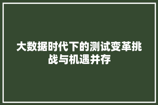 大数据时代下的测试变革挑战与机遇并存