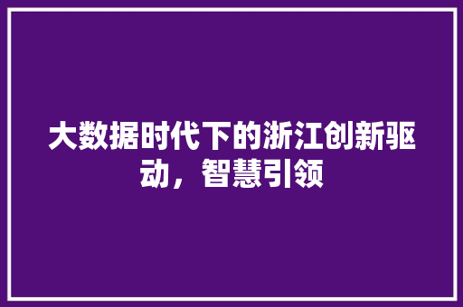 大数据时代下的浙江创新驱动，智慧引领