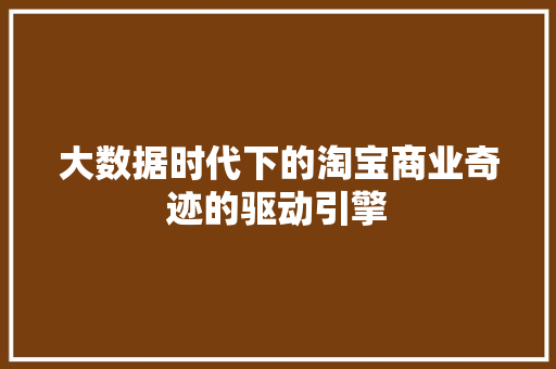 大数据时代下的淘宝商业奇迹的驱动引擎