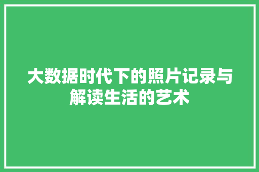大数据时代下的照片记录与解读生活的艺术