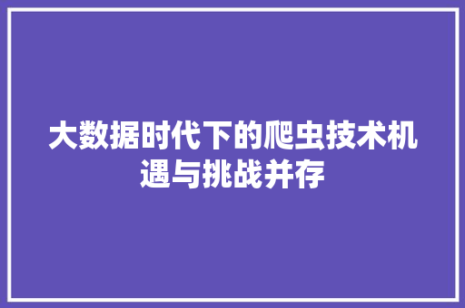 大数据时代下的爬虫技术机遇与挑战并存