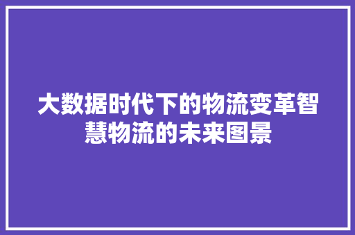 大数据时代下的物流变革智慧物流的未来图景