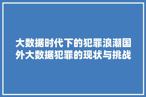 大数据时代下的犯罪浪潮国外大数据犯罪的现状与挑战