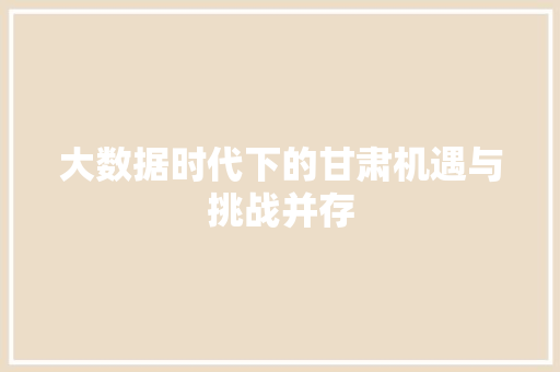 大数据时代下的甘肃机遇与挑战并存
