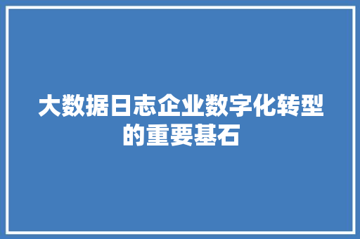 大数据日志企业数字化转型的重要基石