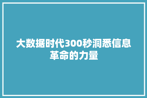 大数据时代300秒洞悉信息革命的力量 WordPress教程