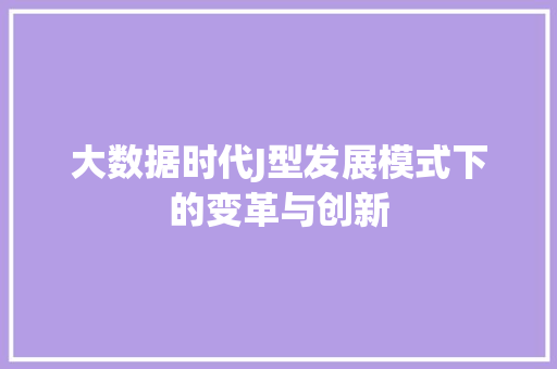 大数据时代J型发展模式下的变革与创新 WordPress教程