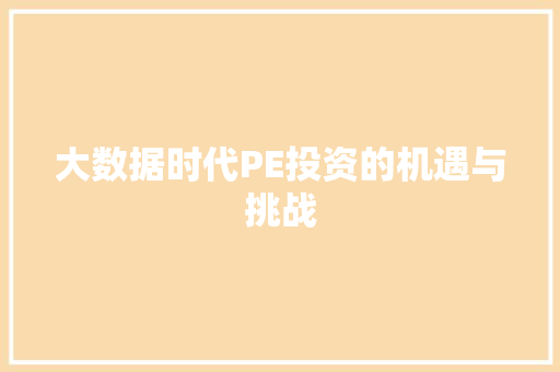 大数据时代PE投资的机遇与挑战