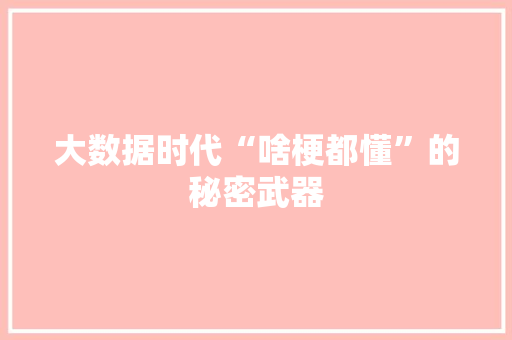 大数据时代“啥梗都懂”的秘密武器