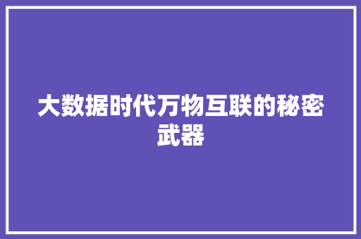 大数据时代万物互联的秘密武器