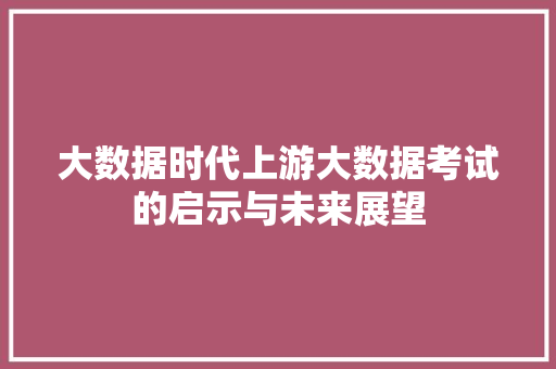 大数据时代上游大数据考试的启示与未来展望