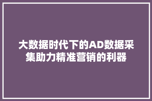 大数据时代下的AD数据采集助力精准营销的利器
