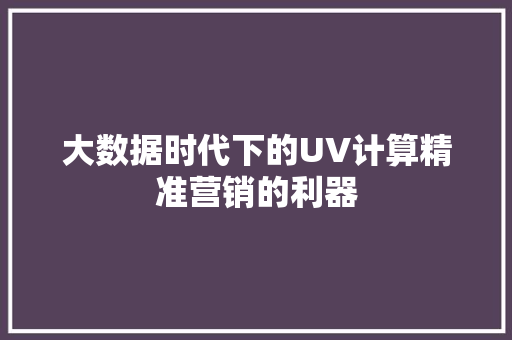 大数据时代下的UV计算精准营销的利器 友链在线