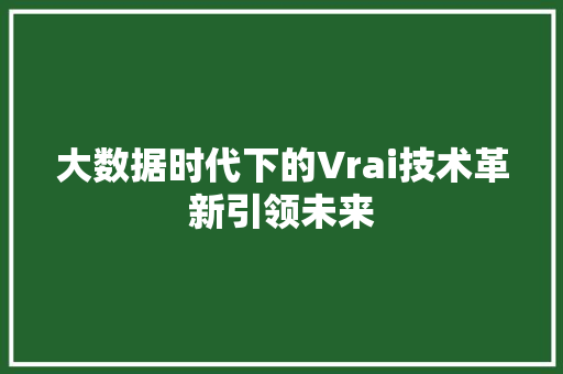 大数据时代下的Vrai技术革新引领未来
