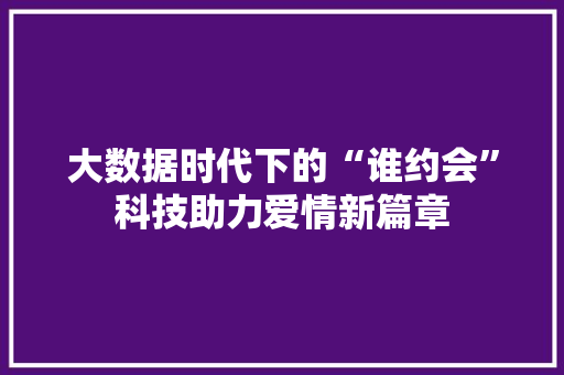 大数据时代下的“谁约会”科技助力爱情新篇章